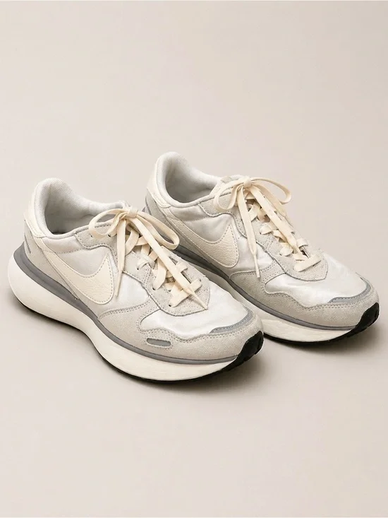 Nike Women's Neutral Cream and Light Gray Casual Sneakers