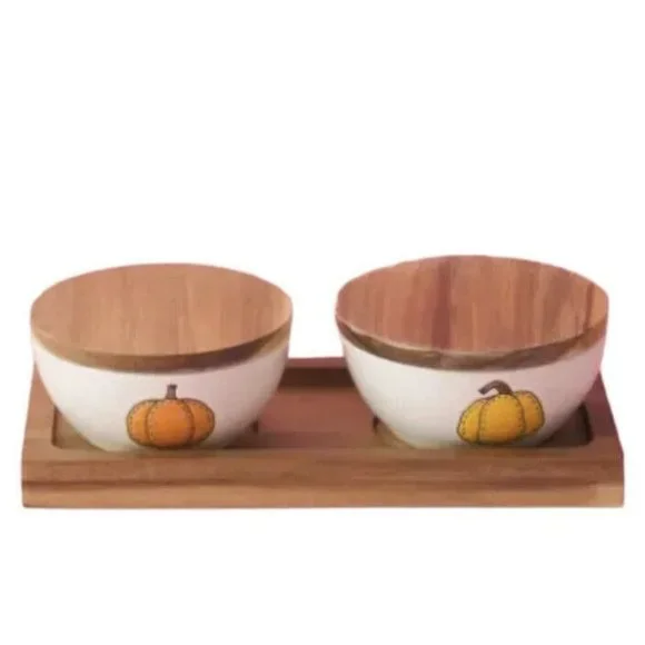 New Rae Dunn Set of‎ 2 Pinch Bowls Harvest Blessed Gift Set New Home Fall Gift