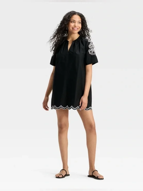 Universal Thread Embroidered Eyelet Shift Dress XL 