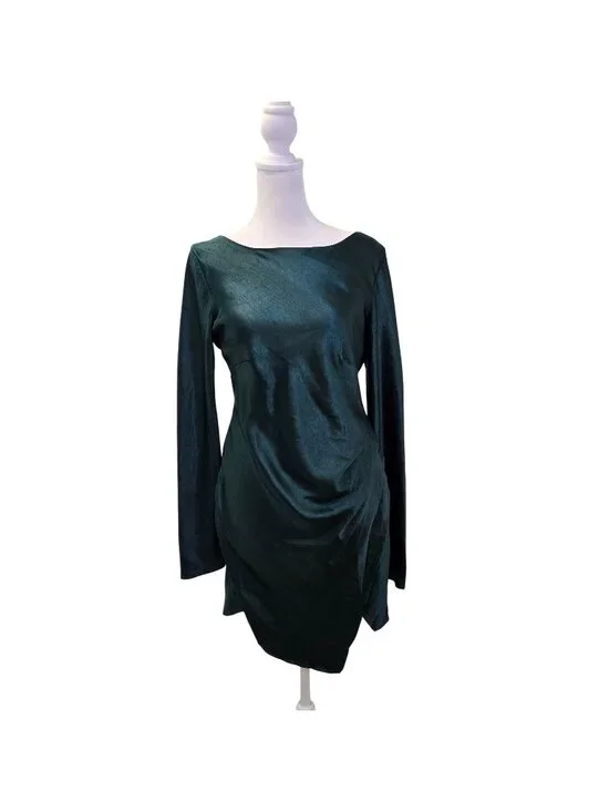 Saints + Secrets Satin Open Back Asymmetrical Hem Mini Dress Size Small