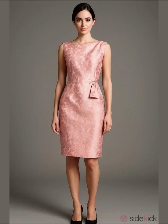 Arianna Papell Pink Jacquard Floral Sheath Dress Size 10 Glam Wedding Guest