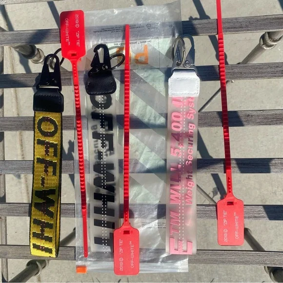 3 Off-White Black & Yellow Strap pink and a black letter one bundle with 3