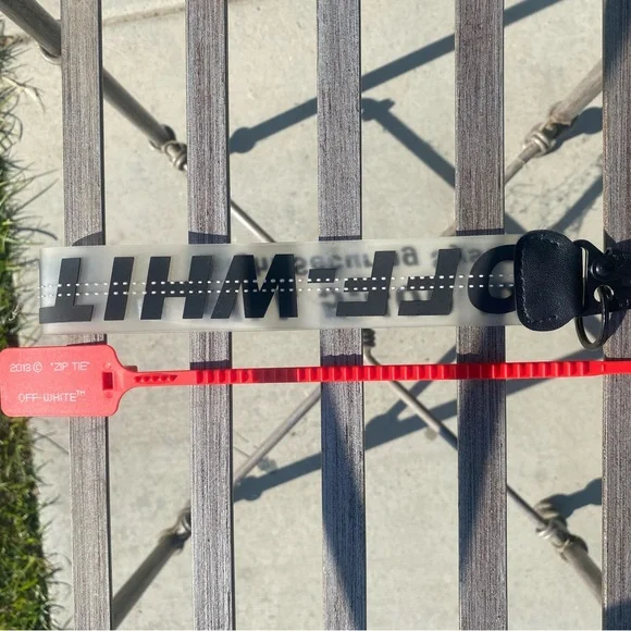 Off-White Clear & Black keychain with Red Zip Tie