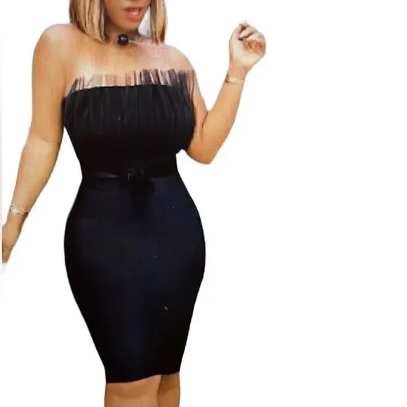 Black Formal Bandage / Bodycon knee high sleeveless Dress / Party/ Wedding/sexy
