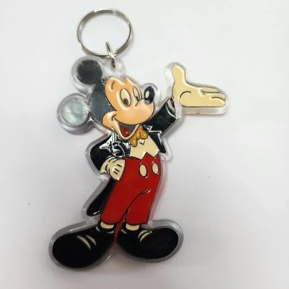 Vintage Disney Mickey Mouse Plastic Keychain