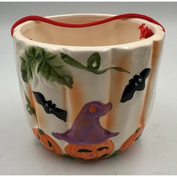 Royal Norfolk Halloween Hand painted basket bowl ceramic 3