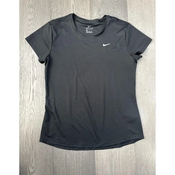 Nike Dri-FIT Shirt Womens Medium‎ Black Short Sleeve Running Top 679322-010