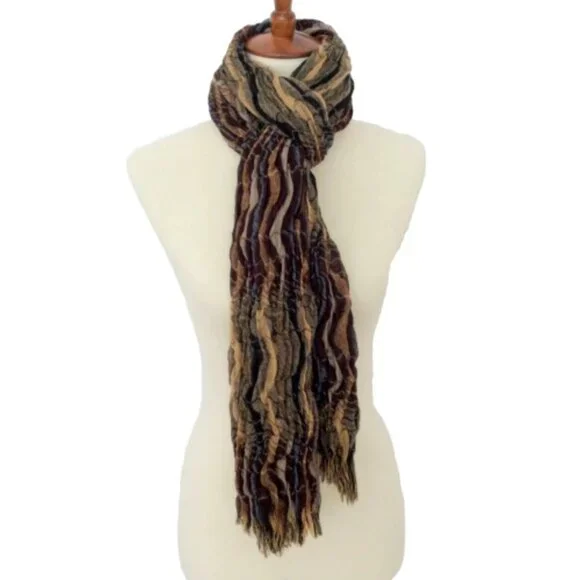 Textural Long Scarf - Rich Fall/Winter Colors NWOT