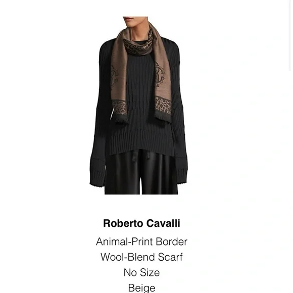 Roberto Cavalli Black and Cream-tan scarfs