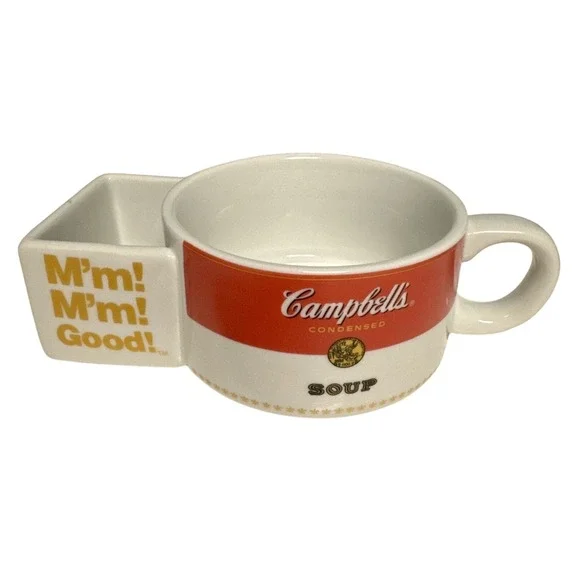Vintage Campbell Soup Bowl Bowel with side cracker holder,‎ Dishwasher safe