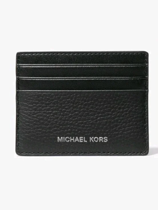 Michael Kors Mens Cooper Pebbled Leather Tall Card Case Black Wallet