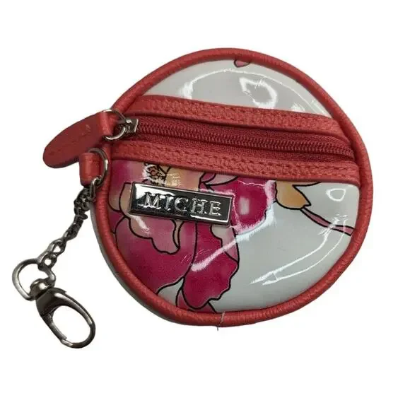 Vintage Miche Coin Purse Keychain Pink Floral