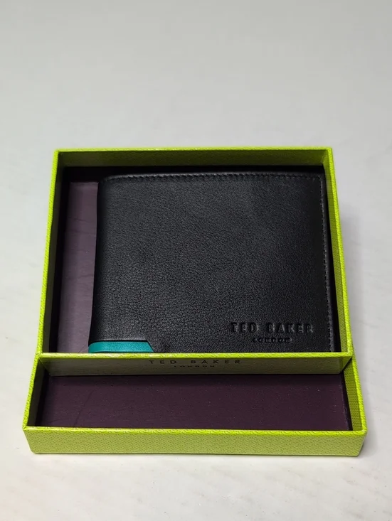 NWOT Ted Baker Black Leather Men's Bifold Wallet