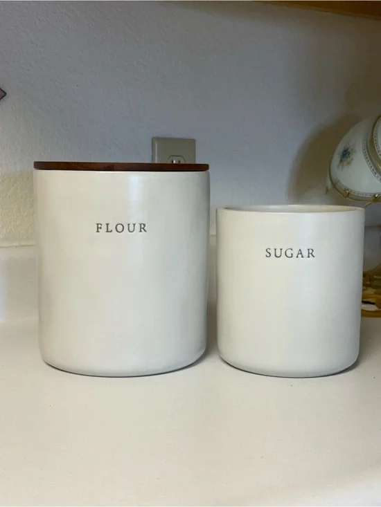 Hearth & Hand Cream Ceramic Flour and Sugar Canister Set