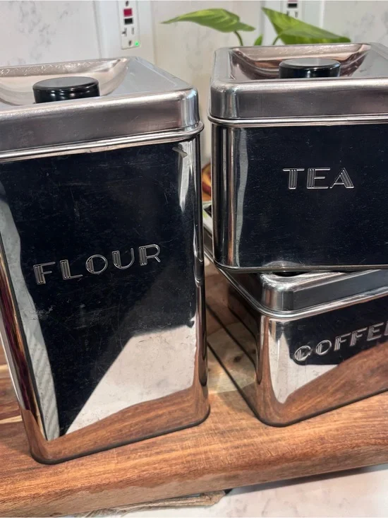 Mid-Century Garner Ware Chrome Kitchen Canisters Set