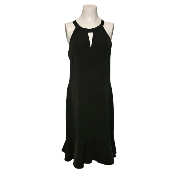 WHBM Dress Black Keyhole Front & Back Sleeveless Stretch Anti-Wrinkle sz M