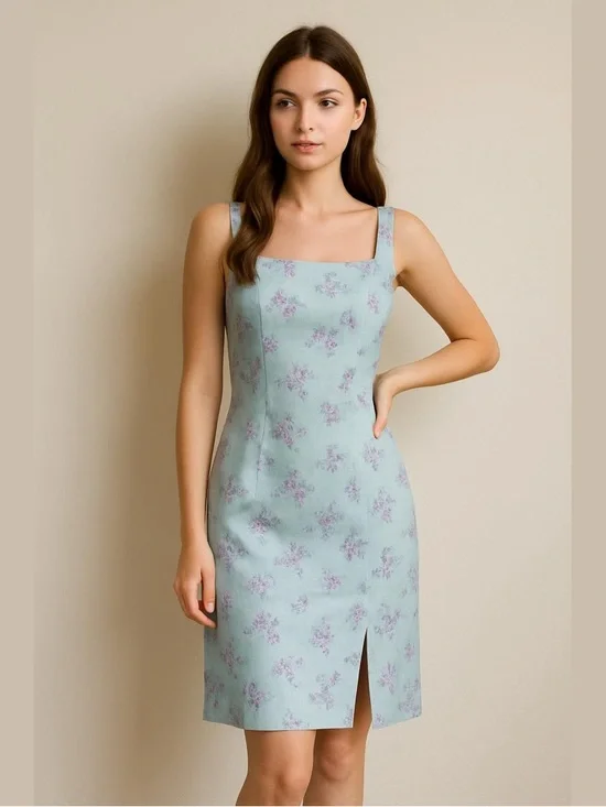 Ann Taylor Women’s Silk Linen Floral Knee Length Dress Size 12 Church Brunch