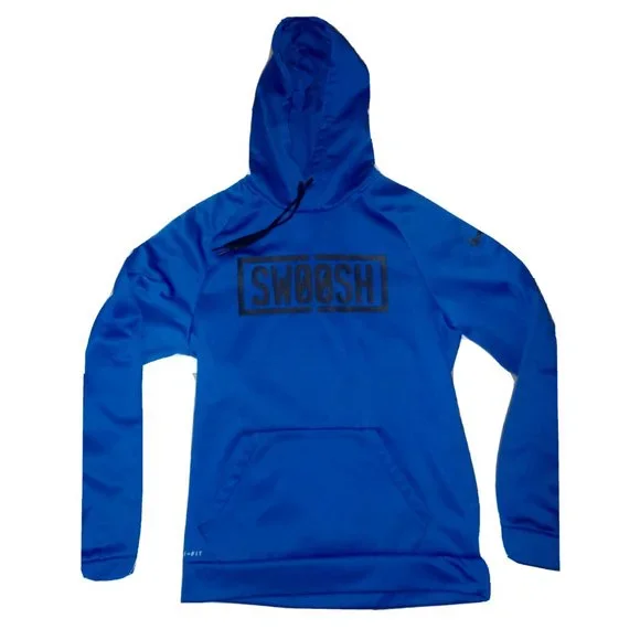 Nike Dri Fit Swoosh Hoodie Sweatshirt Fleece Lined Royal Blue Womens