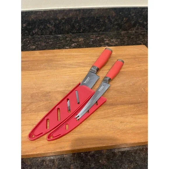 Tomodachi 2-Knife Set - Red Handles w/ Matching Sheaths