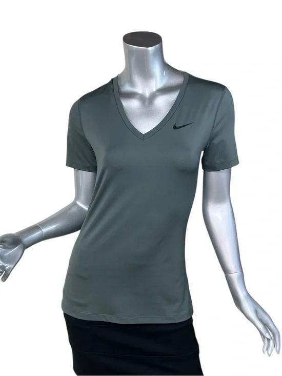 Nike Dri Fit Women’s Small Grey Green V Neck Athletic T Shirt