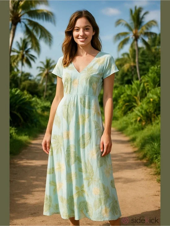 Vintage Nani Of Hawaii Floral Womens Maxi Dress Size XL Vacation Resort Cruise