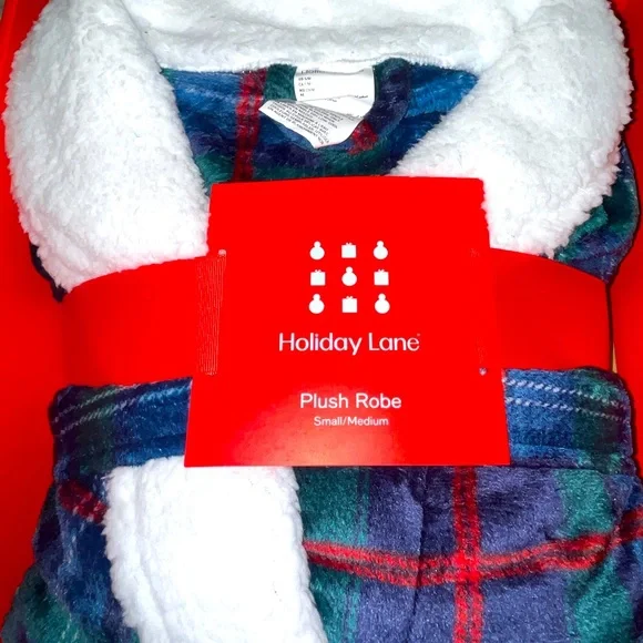 Plaid Plush Robe - Green and Red