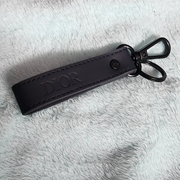Dior Navy Leather Key Ring Holder Clasp New Gift Accessory Bag Charm
