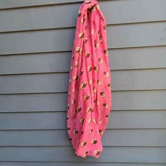 Pink Brown Infinity Scarf 100% Polyester