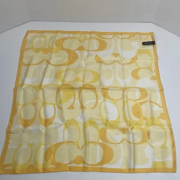 NWOT Coach 100% silk scarf beautiful bright yellow PRICE FIRM NO DISCOUNTS