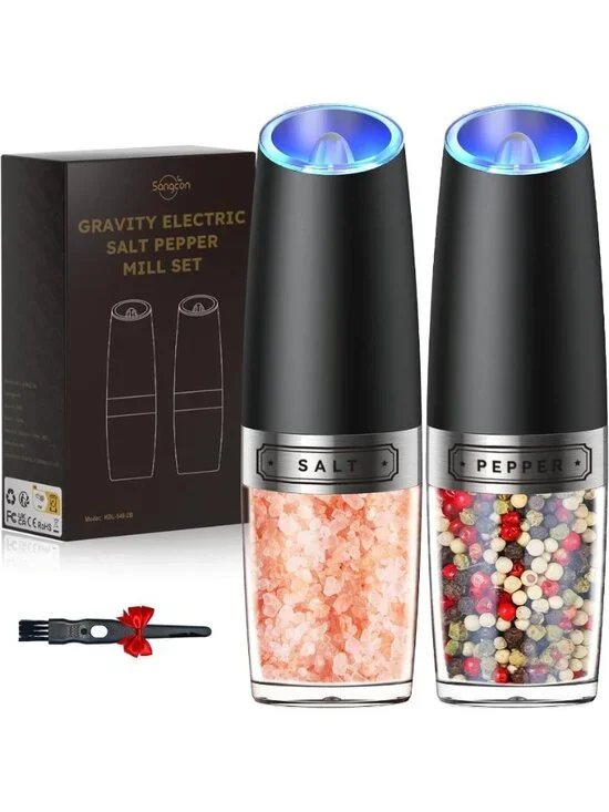 Sangcon Gravity Electric Salt and Pepper Grinder Set Automatic Shakers