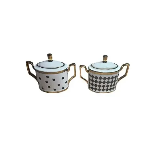 Decorative Black and White Jars Set of 2