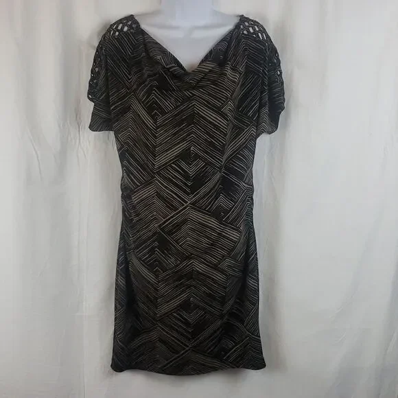 Banana Republic Medium Brown & Black Striped Dress