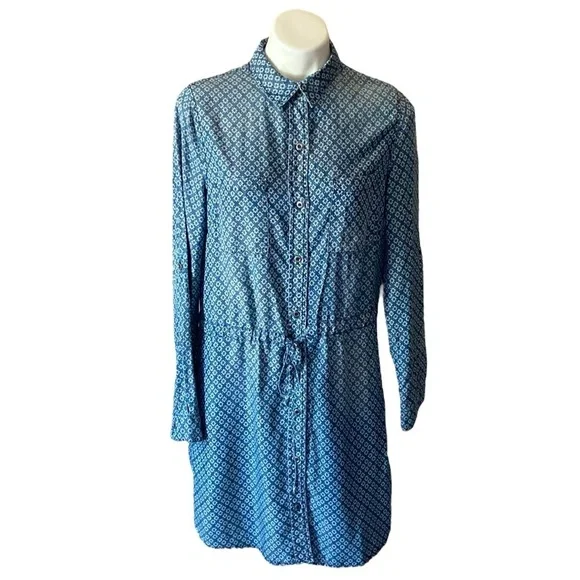 Max Jeans Women’s Chambray Long Sleeve Midi Shirt Dress Size Medium