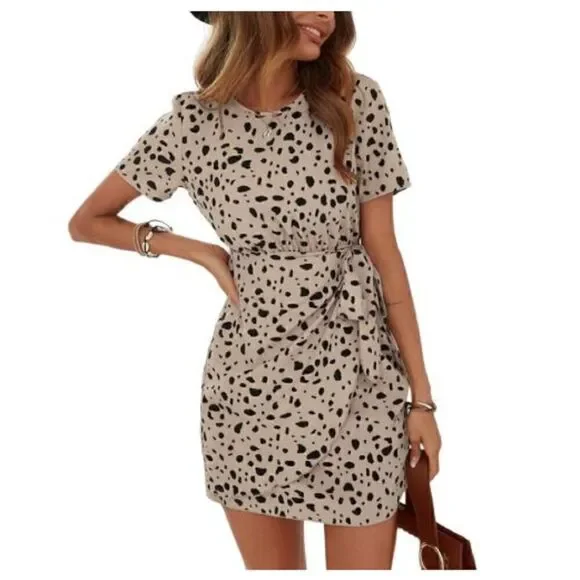 Shein Printed Tie Front Mini Dress
