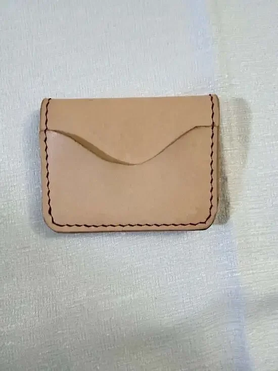 WTM Leather Hand-Stitched Vegetable Tanned Natural Card Holder Wallet