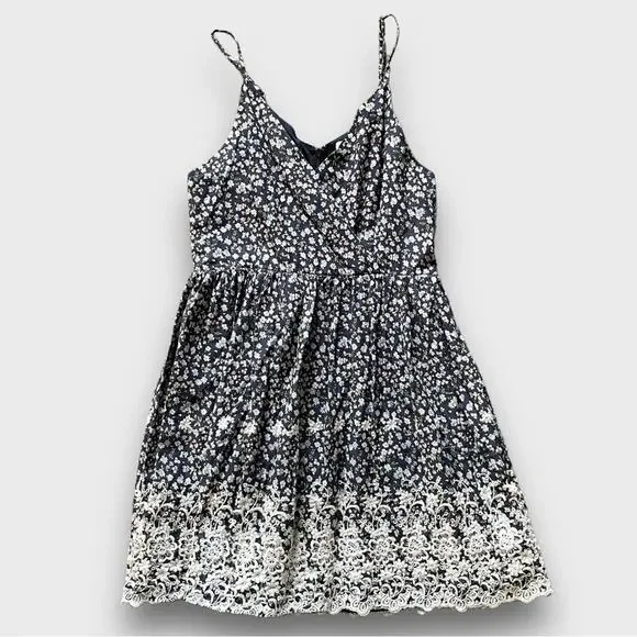 ALTRD STATE COUNTRY BOHO ROMANIC DITZY FLORAL MINI DRESS BLUE MEDIUM