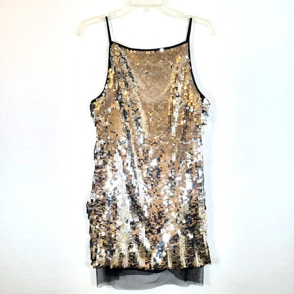 Simon Miller Womens Sequin Lined Mini Dress Size 8 Silver Metallic Clubbin Party