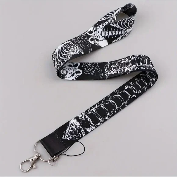 Black and White Skeleton Lanyard, NEW