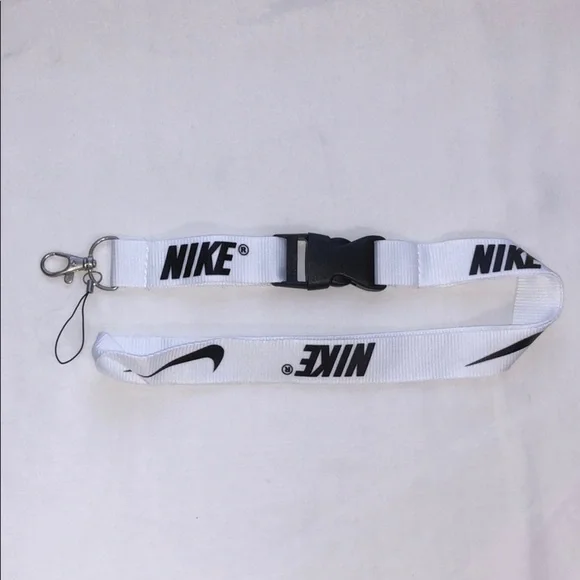 New Nike White and Black Lanyard ID Badge Keychain