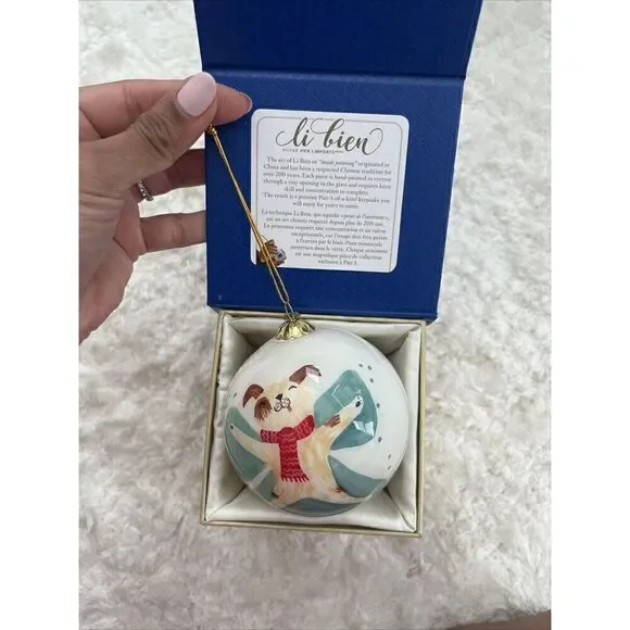 Li Bien Pier 1 Imports Christmas Ornament Let it Snow 2018 Dog Tree New In Box