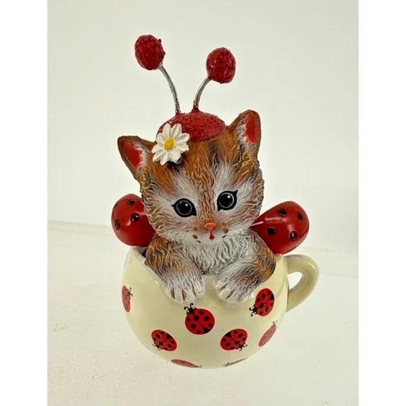 Hamilton Collection Cute as a Bug Kitten Figurine Cups of Affection Collectible