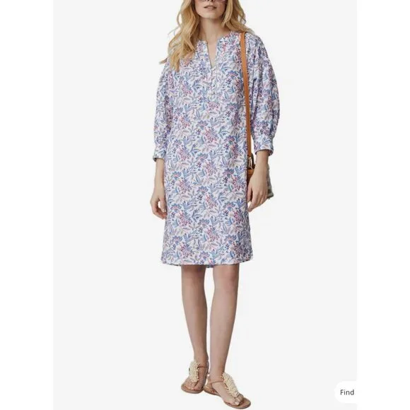 J Mclaughlin Nylee Linen Mini Dress 3/4 sleeve Bloomsbury Floral Print Small