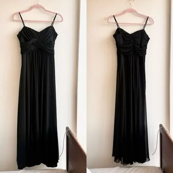Elegant Black Spaghetti-Strap Maxi Dress