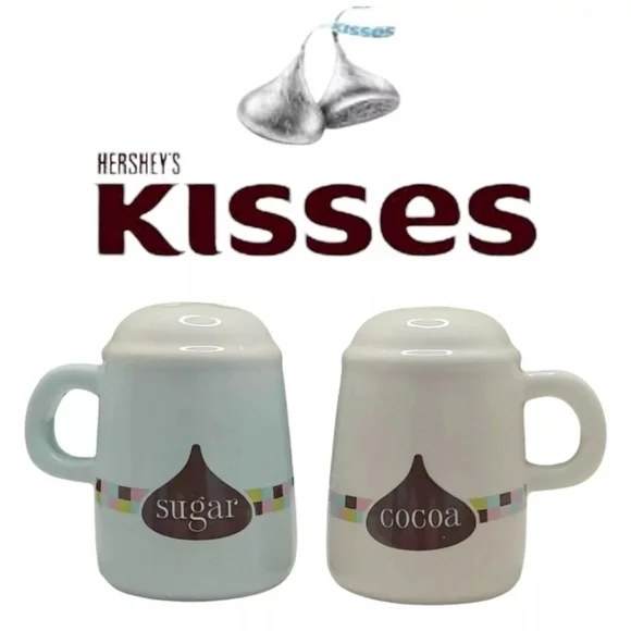 Hershey’s Kisses Cocoa & Sugar Shaker Set by Godinger NWT‎