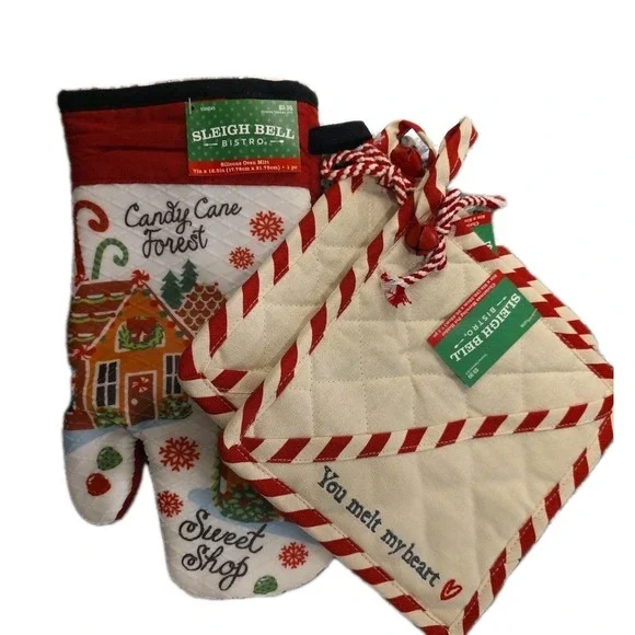 NEW Set Of 3 Pot Holders Cloth Set Christmas Kitchen Decor You‎ Melt My Heart