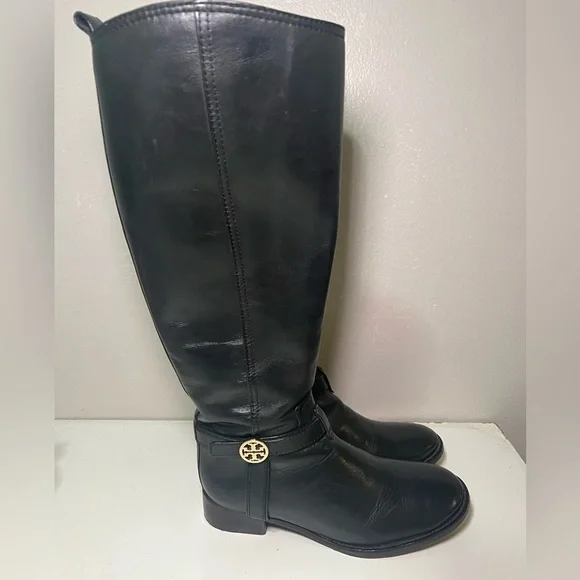 Tory Burch Bristol Black Leather Riding Boots size 6.5