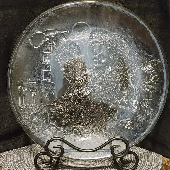 Libbey Santa Claus Noel 12.25 Inch Glass Serving Platter - Vintage Holiday