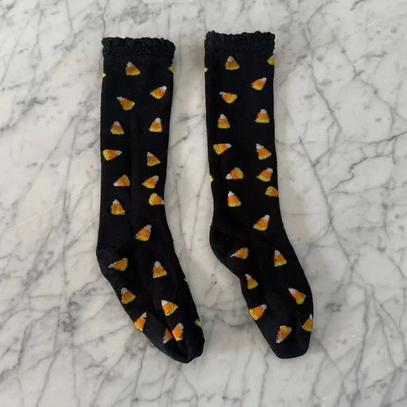 Little Stocking Co Halloween Candy Corn Socks Knee High Girls Sz 4-6Y
