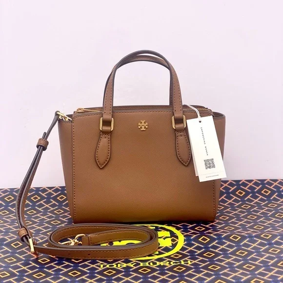 TORY BURCH EMERSON MINI NWT TOP ZIP TOTE LEATHER CROSSBODY SATCHEL