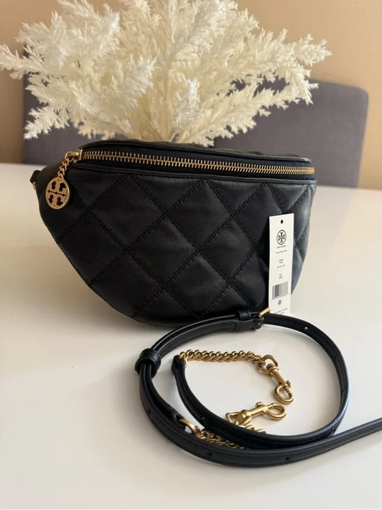 NWT Tory Burch Willa Belt Bag Leather Fanny Pack Crossbody in Black